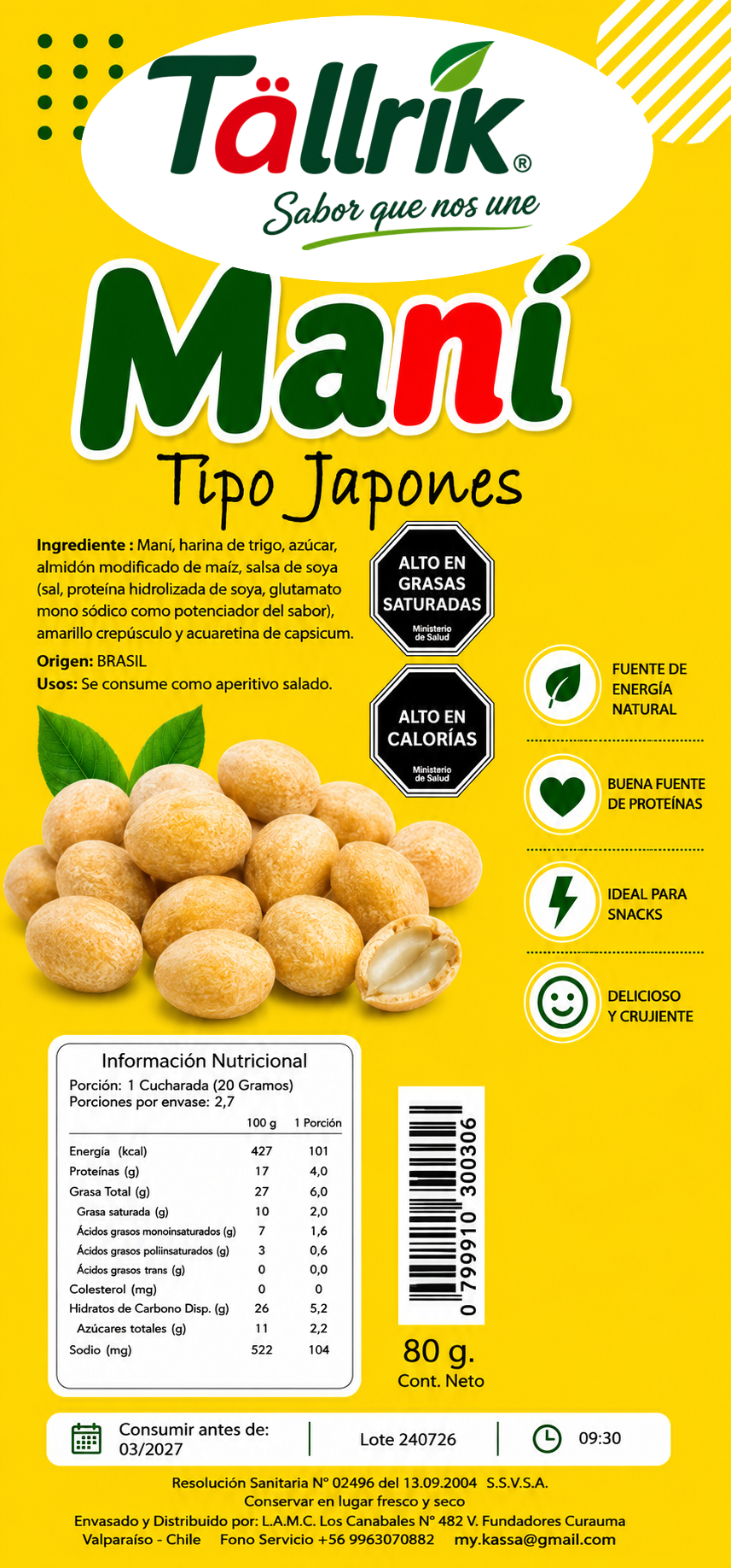 Etiqueta de Maní tipo japonés Tallrik
